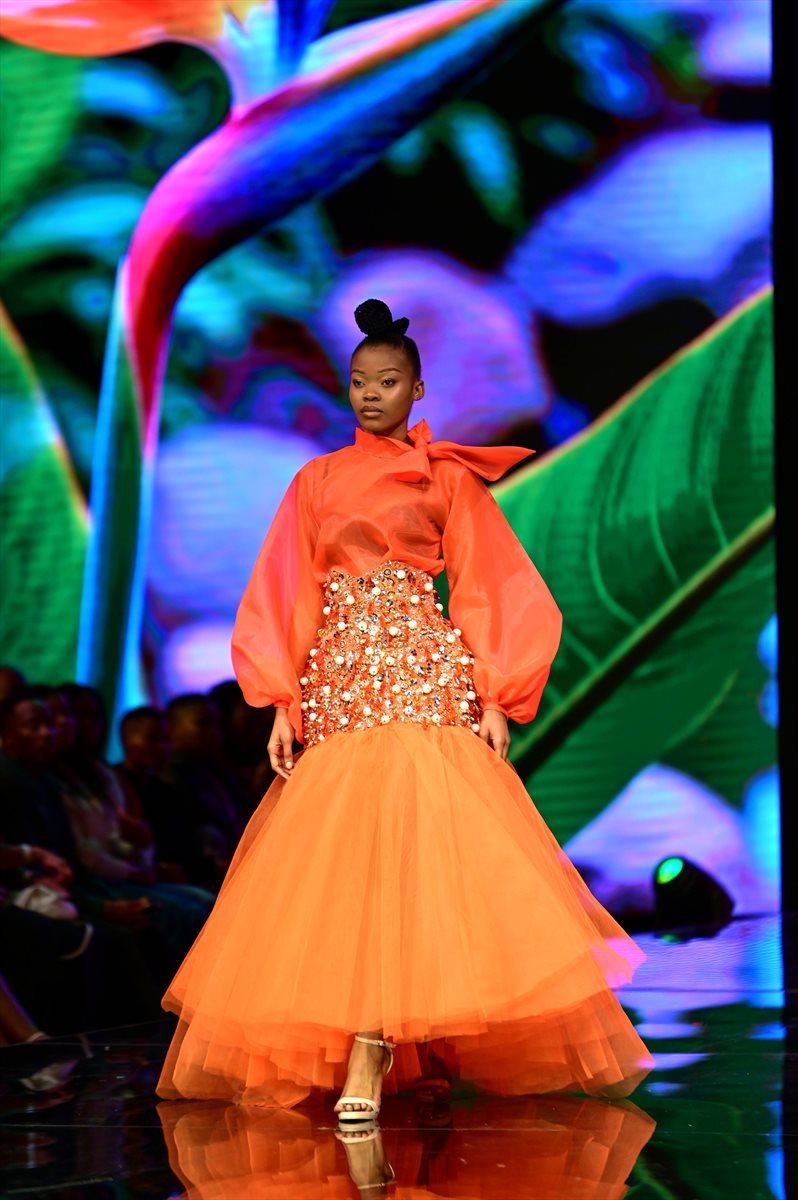 A show-stopping collection from Mita-N-Dzyns was inspired by the iconic South African Strelitzia flower. Image supplied.