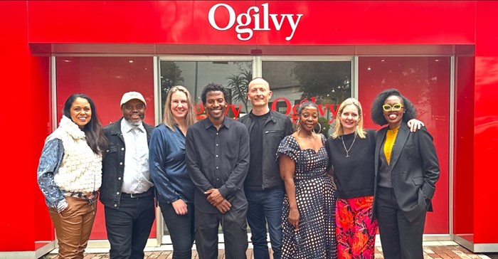Nkanyezi Masango has been appointed chief creative officer for Ogilvy Cape Town. Pictured left to right: Angela Madlala (chief people officer), Kabelo Moshapalo (CCO advertising, Johannesburg), Vicki Buys (MD advertising, Cape Town), Nkanyezi Masango (CCO advertising, Cape Town) Pete Case (group CEO & creative chairman), Neo Makhele (chief strategy officer), Tracey Edwards (MD advertising, Johannesburg), Ipi Thibedi (group MD) (Image supplied)