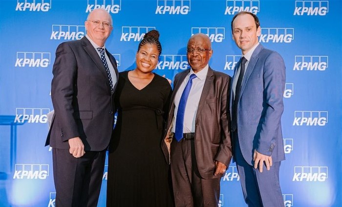 From left: Devon Duffield, Bonolo Mothusi, Prof Wiseman Nkuhlu, and Prof Elmar Venter