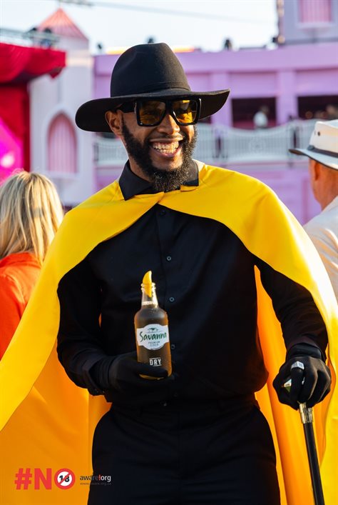 Mohale Motaung with Savanna Dry Premium Cider at the luxurious Marble Circus