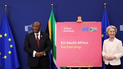 Source: Reuters/Yves Herman; South African President Cyril Ramaphosa and European Commission President Ursula von der Leyen meet in Brussels, Belgium, 9 October 2025.