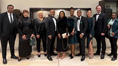 Isanti Glass team members. From left to right: Shirish Sukdeo – Chief Operations Executive; Landeka Mashinini – HR Executive; Susan Scheepers – Learning & Organisational Development Manager; Zamani Ntshiza – Chief Financial Officer; Jane Mphekwane – Melting Manager; Philisiwe Ngubane – Executive Assistant; Siya Ngcobo – Marketing Manager; Ronel Cara – Sales & Marketing Executive; Pieter du Plessis – Chief Executive Officer; Nqobile Ndlovu – Procurement Manager