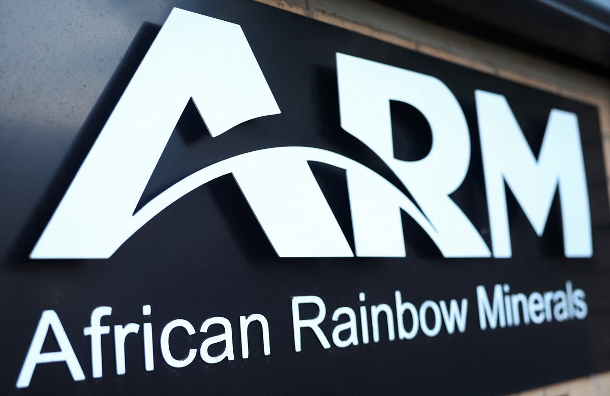 A logo of the African Rainbow Minerals (ARM) is seen at the company's offices in Sandton, South Africa,7 March 2024. Image credit: Reuters/Siphiwe Sibeko