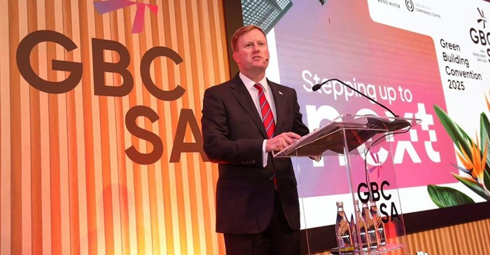 Source: Supplied. Dean MacPherson at the annual Green Building Council South Africa Convention in Cape Town.