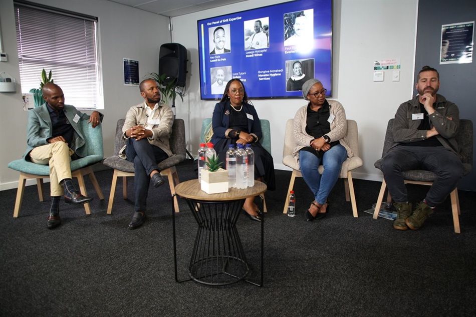 Panelists from the launch of the 2025 Edge Growth Impact Report are all SME owners or founders who have benefited from Edge Growth support. From L-R:Luvo Tutani, Neo Diale, Lesego Holzapfel, Bongiwe Monakedi, Paul Pummer.
