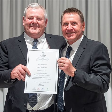 CEO's Award winner Ian Laughland (left) with Andrew Widegger, CEO