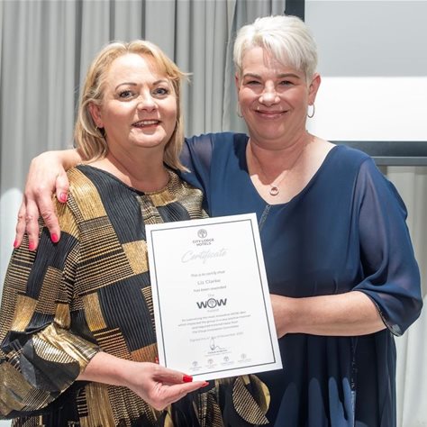 WOW Award presented to Liz Clarke (left) by Andrea Anderson, GM Operations