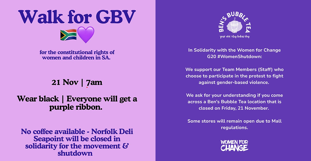Norfolk Deli and Ben's Bubble Tea among other businesses standing in solidarity with Women for Change Source: and