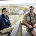 Source: John Yeld. Nuwejaars Wetlands Special Management Area conservation manager Erica Brink and operations manager Ross Kettles. In the background is part of the wetlands where hippos were reintroduced after being shot out more than 150 years ago.