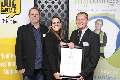 567 CapeTalk drive presenter John Maytham and Anja and Johan Coetzee of Jovco Roofting and Waterproofing (Runner up)