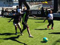 Grassroot Soccer’s RV United plays a friendly match on Fives Futbol pitch