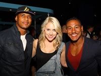 Anthony Volmink (Lions Rugby Player) and Ricky Schroder (Lions Rubgy Player) flanking Kirsty Du Toit