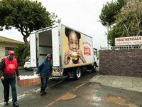 Sasko Bread delivery truck arrives outside Heatherdale Children’s Home