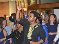 Thanduxolo Mkhoyi and team (Nal'ibali) in song