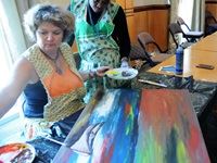 Mama Doris getting the hang of doing her continental bunch while Mama Emily really focusses on what she is doing.