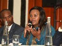 Khosi Mazibuko, a beneficiary of United Way South Africa, shares her story at the launch of United Way South Africa on 1 June 2017