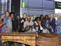 Blowing the kudu horn and celebrating the opening of the JSE