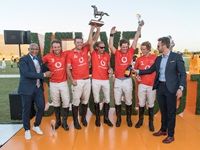 Team Vodacom celebrates their victory in the main match of the Veuve Clicquot Masters Polo 2018 2