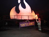 The #600 Flames wooden structure about to be lit